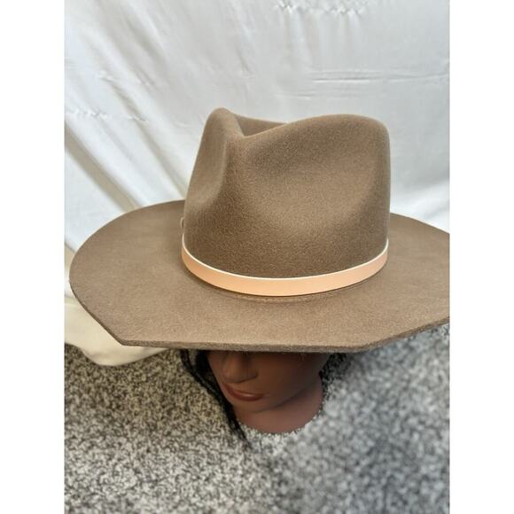 Gigi Pip Womens 55 Brown Wool Felt Wide Brim Rancher Western Hat Leather Band main image 7